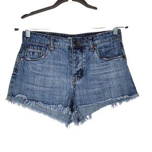 BP Womens Distressed High-Rise Denim Shorts Size 24 100% Cotton Frayed Hem